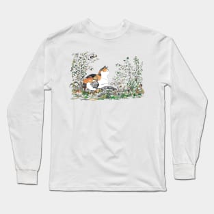 Calico Cat In The Garden Long Sleeve T-Shirt